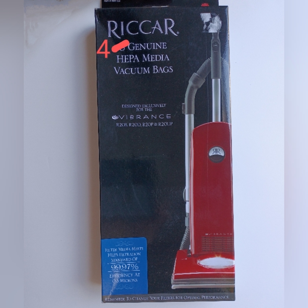 Riccar HEPA Media Vacuum Bags (RMH-6.2) - 4 Bags Open Box